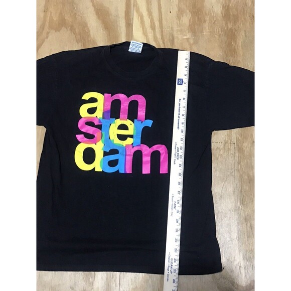 amsterdam t shirt Adult L Black Shirt Sleeve Vtg 1983 Men @L6 - Picture 3 of 5